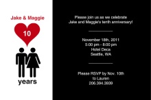 Black and White Icon Love 10th Anniversary Party Invitation