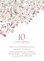 Pink Floral 10th Anniversary Party Invitation