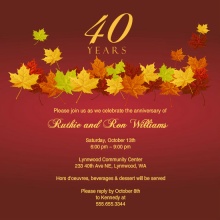 Red Anniversary Fall Leaves  Anniversary Invitation
