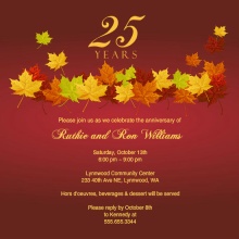 Red Anniversary Fall Leaves  Anniversary Invitation