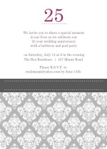Damask 25th Anniversary Invitation