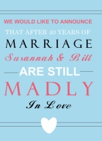 Blue and Pink Madly in Love 40th Anniversary Party Invitation