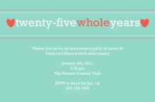 Aqua Twenty-Five Whole Years Anniversary Invitation