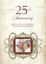 Linen Textured Elegance  Anniversary Invite