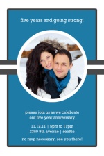 Turquoise and Gray Striped Photo Anniversary Party Invitation
