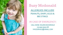 Gingham Allergy Card