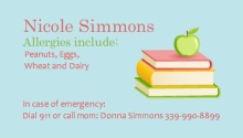 Stack of Books Allergy card