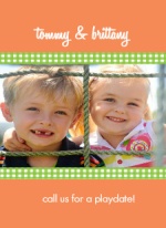Peach and Green Ribbons Playdate Mommy Card