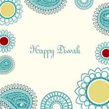 Circle Pattern Blue Diwali Greeting Card