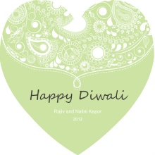 Green Paisley Heart Diwali Card