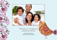 Light Blue Paisley Diwali Photo Card