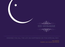 Purple Night Sky Crescent Moon Eid Card