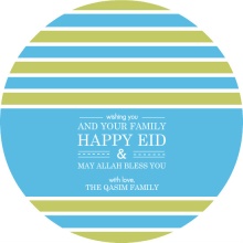 Circle Blue and Green Stripe Eid Greeting Card