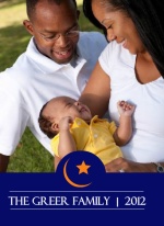 Orange and Blue Elegant Trifold Eid Card