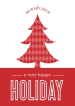 Red Pattern Christmas Tree Holiday Card