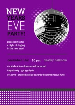 Purple Disco Party New Years Invitation