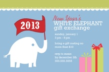New Year's White Elephant Gift Exchange Party Invitation