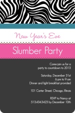 Sassy Zebra Print Slumber Party Invitation