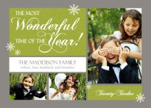 Gray and Green Elegant Christmas Photo Card