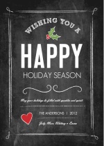 Black Chalk with Holly Holiday Wishes Holiday Cards