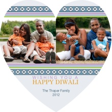 Geometric Heart Diwali Photo Greeting Card