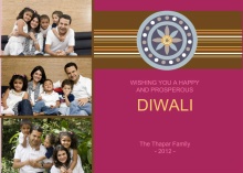 Three Photo Magenta Diwali Greeting Card