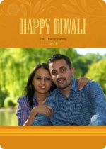 Golden Leaves Photo Diwali Greeting Card