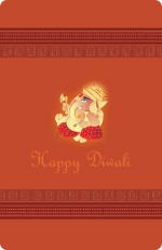 Lord Ganesha Pink Diwali Greeting Card