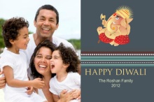 Ganesha Patterned Photo Diwali Greeting Card