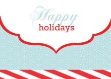 Happy and Merry Blue White and Red Holiday Card