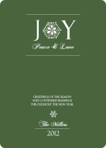Joy To The World Green Formal Holiday Card