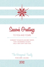 Classic Blue Linen with Red Snowflake Holiday Card