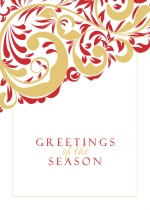 Red & Gold Flourish  Business Holiday Card