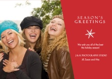 Red Seasons Greetings Business Holiday Photo Card