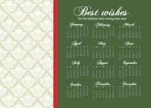 Damask Calendar Business Holiday Card