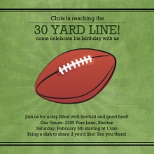 Green Yard Line Football Birthday Party Invitation