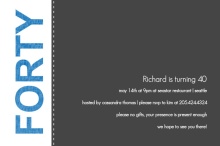 Blue and Gray 40th Birthday Invitation
