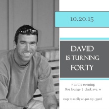 Square Blue and Grey 40th Birthday Party Invitation