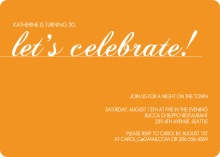 Orange Let's Celebrate Birthday Invitation