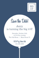 Blue and White Contemporary 40th Birthday Party Invitation
