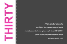 Pink and Gray Linen 30th Birthday Party Invitation