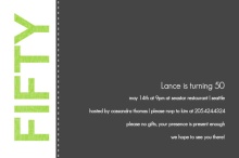 Green and Gray Simple 50th Birthday Party Invitation