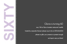 Purple and Gray Linen 60th Party Invitation