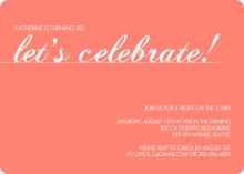 Coral Let's Celebrate 80th Birthday Invitation