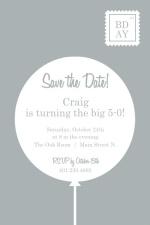 Grey Balloon Postcard 50th Birthday Invitation