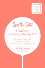 Coral and White Contemporary 60th Birthday Party Invitation