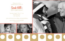 Coral Retro Photo  Birthday Party Invite