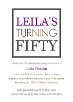 Purple Box 50th Birthday Party Invitation