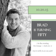 Square Green Photo 50th Birthday Party Invitation