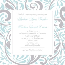 Silver and Blue Swirls Wedding Invite